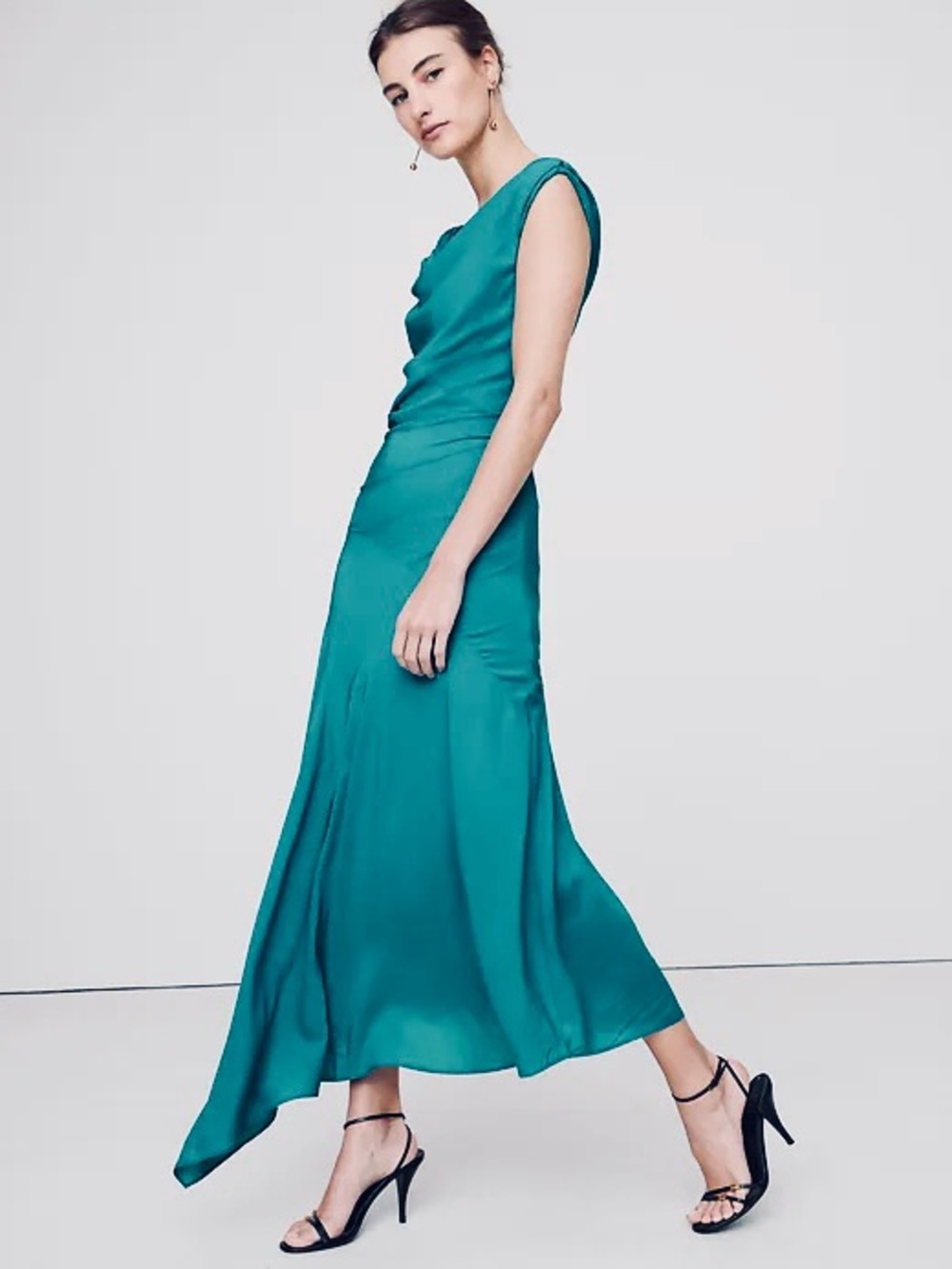 BANANA REPUBLIC CREPE TWIST-SHOULDER DRESS - Picture 4 of 10